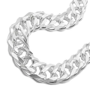 Chain Bracelet Double Curb from Genuine Silver 925, 21cm, Wrist Jewellery, Men's - Picture 1 of 2