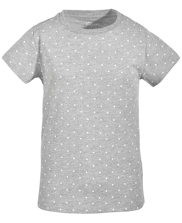 Epic Threads Size 5 Little Girls T-Shirt Polka Dot Grey - Image 1 of 1