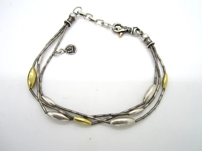 Estate Gorgeous GURHAN Sterling Silver 24k Yellow Gold 10.9 Gram Beaded Bracelet - Imagem 1 de 4