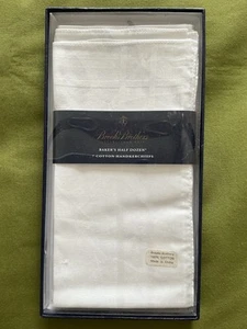 NEW Brooks Brothers Bakers Half Dozen 7 Cotton Handkerchiefs White 100% - Picture 1 of 3