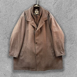 Joseph Abboud Men's Size 3x Brown Double Collar Classic Fit Wool Blend Overcoat - Picture 1 of 12