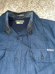 Camicia di flanella Eddie Bauer manica lunga uomo media con bottoni tasche blu - Foto 1 di 8