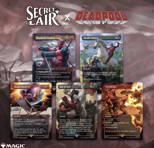 MTG Deadpool, Trading Card Secret Lair Confetti Pool Party Foil