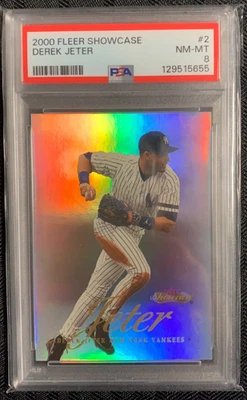 DEREK JETER 2000 VITRINAS FLEER #2 PSA CASI NUEVO-COMO NUEVO 8 NEW YORK YANKEES Foto 1 de 2