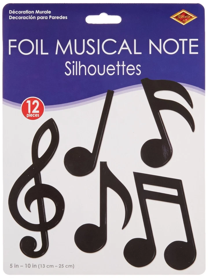 Beistle 12-Pack Foil Musical Note Silhouettes Party Decorations, 5-Inch-10-Inch - Image 1 of 1