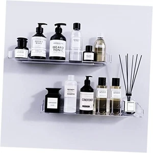 Acrylic Shower Caddy Shelves, 2 Pack Self Adhesive Bathroom Shower Caddy-Clear - Picture 1 of 8
