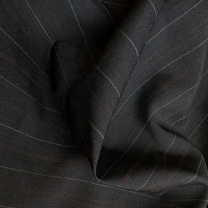 Schwarze Nadelstreifen Kind Mohair und Wolle Stoff 58" breit per Yard - Bild 1 von 7