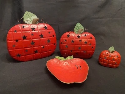 Adorable decoración de manzana roja - Metal - Vintage - 4 piezas Foto 1 de 4