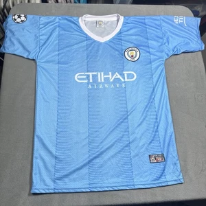 Manchester City #12 Etihad Airways Soccer Jersey Blue Men’s XL Champions League - Picture 1 of 10