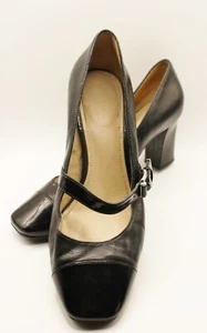 Naturalizer N5 Comfort Shoes Black Leather & Patent Leather Pump Sz8.5 MaryJane - Picture 1 of 13
