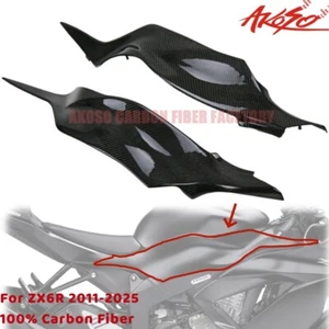 For Kawasaki ZX6R 2011-2025 Real Carbon Fiber Tank Side Panel Trim Cover Fairing - Picture 1 of 9