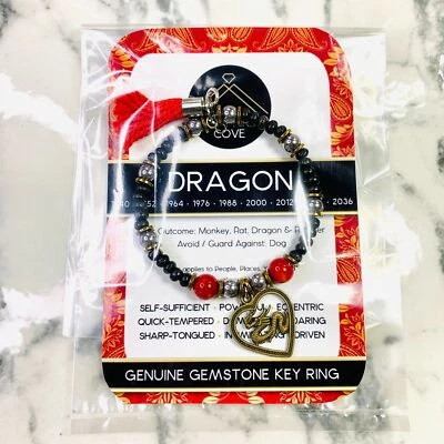 Brazalete Zodiaco Chino DRAGÓN Plateado Borla Pulsera Madera Coral BAZI Foto 1 de 4