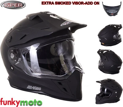 VIPER RXV288 CASCO MOTOCROSS DUPLICE SCOPO SULLA STRADA E FUORI STRADA NERO OPAC - Immagine 1 di 4