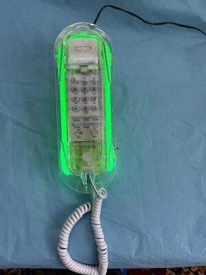 Vintage transparent clear acrylic trimline style desk green neon telephone - Image 1 of 3