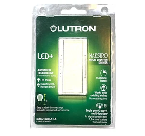 Lutron Maestro LED+ Dimmer - Light Almond - MACL-153MLH-LA - Picture 1 of 6