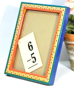 Marco de fotos madera pintado a mano multicolor 7x5 - Imagen 1 de 7