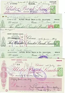 OLD CHEQUES. LOT OF 5 DIFFERENT GOOD CHEQUES. 1934-1962.(52) - Picture 1 of 1