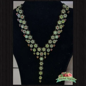 Collar Grande Precioso Michal NEGRIN Cristales Flores Hecho en Israel - Imagen 1 de 9