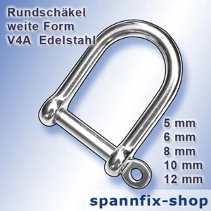 Rundschäkel Schäkel weite Form A4 Edelstahl Shackle Niro Schnappschäkel V4A - Bild 1 von 10