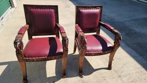 Equine Themed Arm Leather Chairs - Picture 1 of 5