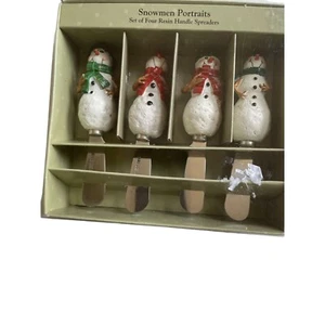 Juego de 4 esparcidores de mango de resina Sakura Snowmen Potriats Fiddlestix Navidad - Imagen 1 de 8