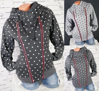 Damen Sweat Jacke Hoodie Kapuze Übergangsjacke Fleece angeraut Double-Zip M-3XL - Bild 1 von 4