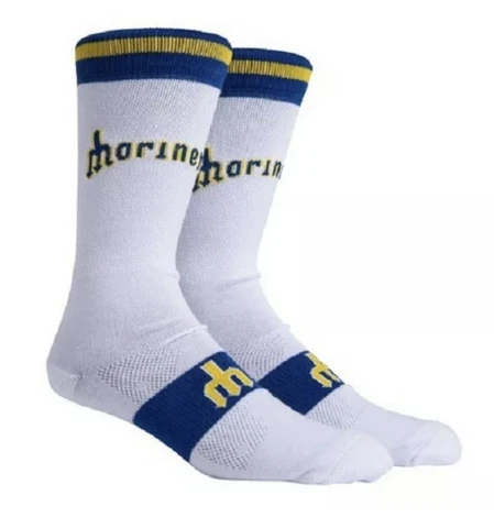 NEW SEATTLE MARINER’S BASEBALL MLB TEAM CREW SOCKS, WHITE, FITS SIZE 6-12 NWT Cover