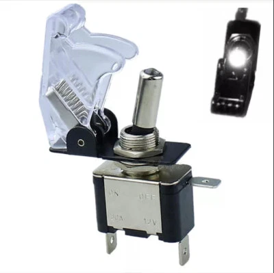 interruttore ON - OFF a levetta 12v - 20A illuminato con spia led colore bianco  - Immagine 1 di 2