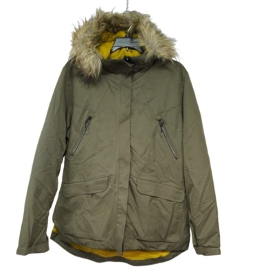 Guante corporal para mujer verde oliva cremallera completa abrigo con capucha piel sintética chaqueta de esquí talla L Foto 1 de 4