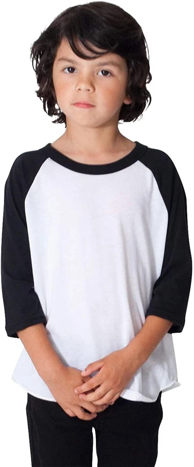 American Apparel BB253W Lot (5) Youth Poly-Cotton 3/4 Sleeve Raglan T-Shirt - Image 1 of 1