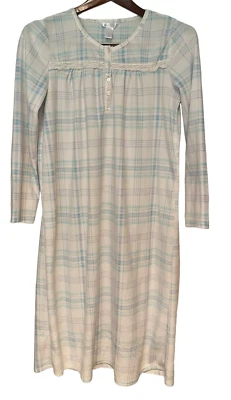 Camisón Adonna Modest Blanco Aqua Púrpura Manga Larga Suave Vellón Talla S Foto 1 de 4