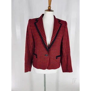 LILLIE RUBIN Women’s Vintage Red/Black Houndstooth Blazer Sz 6 - Picture 1 of 11