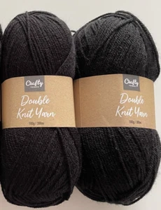 Black Crafty Things 2 x 100g balls double knit yarn - 200g DK wool knitting 3665 - Picture 1 of 9