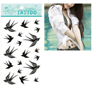 Swallow Bird Flash Removable Waterproof Temporary Tattoo Stickers Body Art、2_.jh