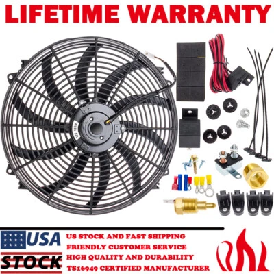 Ventilador Delgado Universal 16" Push Pull Radiador Eléctrico Enfriamiento 12V 120W con Kit de Montaje Foto 1 de 4