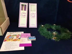 Vintage Brass Oneida Christmas Advent Wreath Candle Holder Candles In Box - Picture 1 of 4