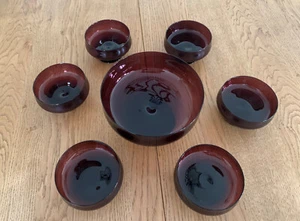 INGRID GLAS 7 tlg. Kompottschalen / Dessertschalen lila violett- OVP vintage - Bild 1 von 6