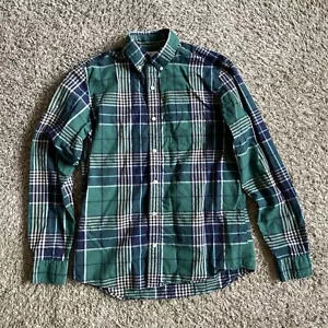 Gap Shirt Mens Size M Blue Green Plaid Long Sleeve Button Up Standard Fit - Picture 1 of 6