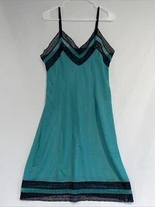 Vintage Green Black Lace Slip Dress Semi Sheer Festival Grunge Goth Punk M/L - Picture 1 of 9