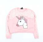 Primark Girls Pink Cotton Pullover Sweatshirt Size 10-11 Years Pullover - Unicor