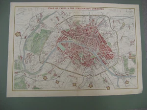 100% ORIGINAL LARGE PLAN OF PARIS CITY MAP BY DAVIES DOWER C1863 HAND COLOURED - Picture 1 of 3