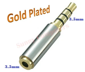 Nuevo conector de micrófono de audio estéreo chapado en oro de 3,5 mm hembra a macho de 4 polos - Imagen 1 de 2