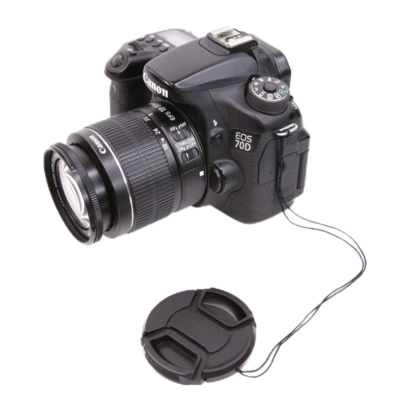Center Pinch Snap-On Front Lens Cap Cover + Anti Lost String f DSLR Camera x2 - Image 1 of 4