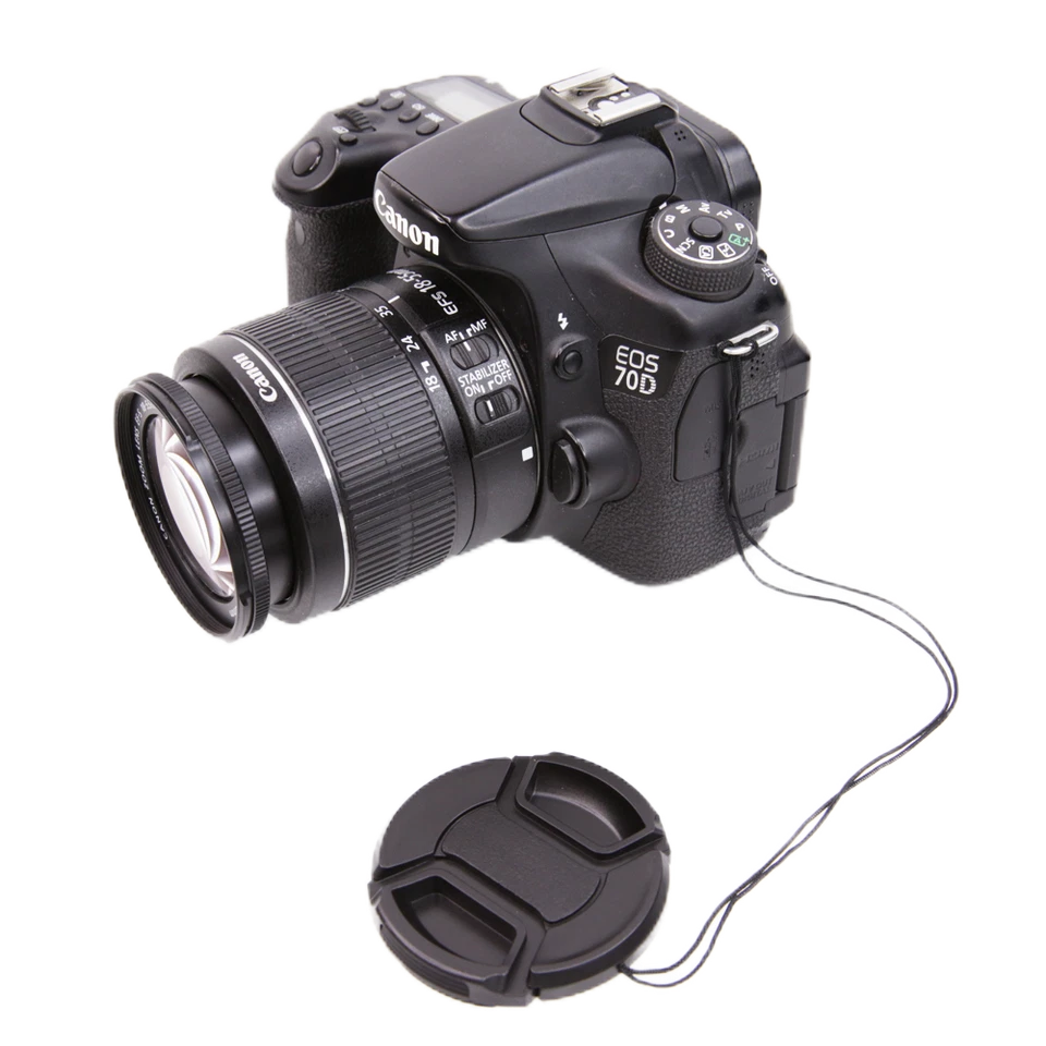 Center Pinch Snap-On Front Lens Cap Cover + Anti Lost String f DSLR Camera x2 - Image 1 of 4