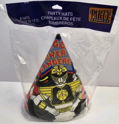 VTG 1995 Mighty Morphin Power Rangers Party Hats Sealed (8 hats) Party Express - Image 1 of 4