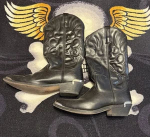 LAREDO MEN'S 9D WESTERN BOOTS 68085 'ATLANTA' SNIP TOE W/ SILVER TOE HEEL RAND - Picture 1 of 5