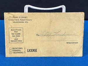 VTG Hunting Fishing Trapping License Envelope Only Grantsburg Wisconsin Lt#27 - Picture 1 of 2