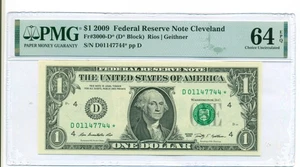 2009 FRB Cleveland $1 Star / Replacement Note Ch Unc 64 EPQ PMG - Picture 1 of 4