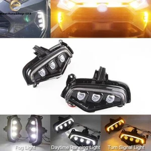LED DRL W/Turn Signal Daytime Running Light Fog Lamps For Toyota RAV4 2019-2022 - Picture 1 of 12