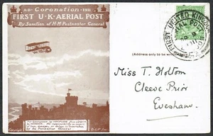 1911 Windsor First Aerial Post First Day to Evesham Die 4 KGV 1/2d - Picture 1 of 2